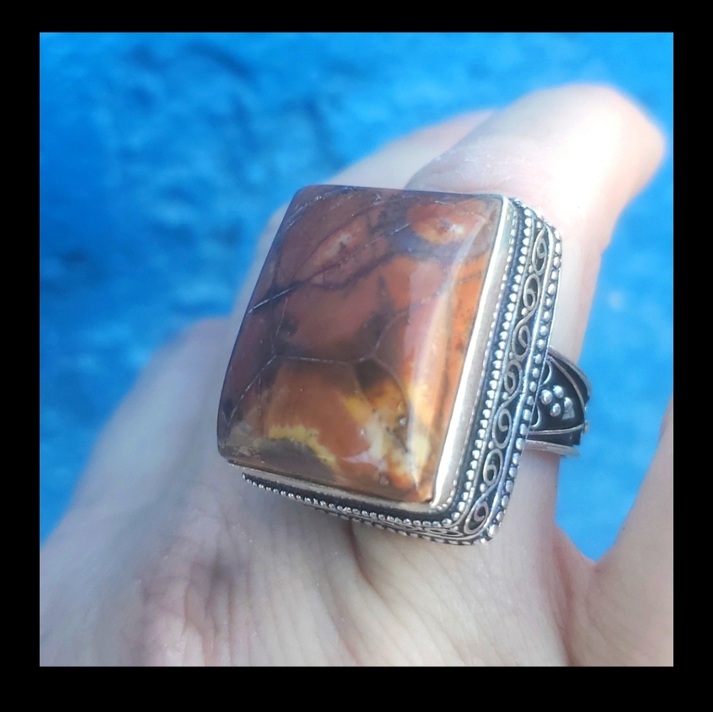 New King Cobra Jasper 925 Silver Ring.